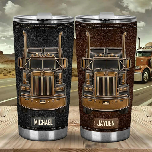 Personalized Truck Driver Tumbler, Custom Semi Truck Cup, Trucker Gift for Men, Travel Mug, Custom Name Driver Gift 20OZ