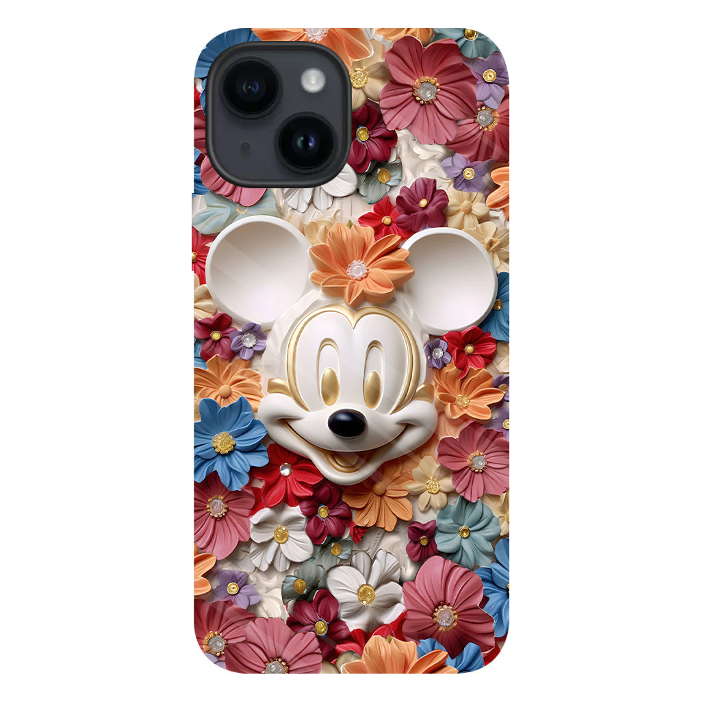 3D Effect Floral Mouse Full Print Phone Case