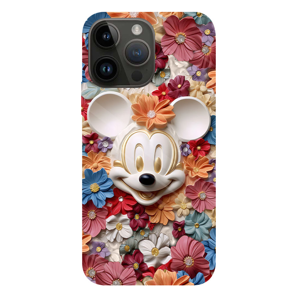 3D Effect Floral Mouse Full Print Phone Case