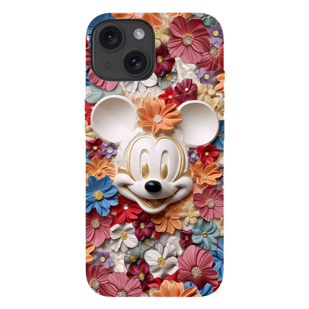 3D Effect Floral Mouse Full Print Phone Case