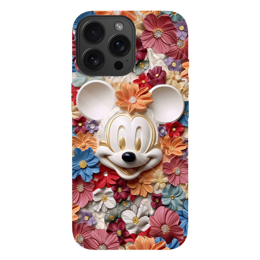 3D Effect Floral Mouse Full Print Phone Case