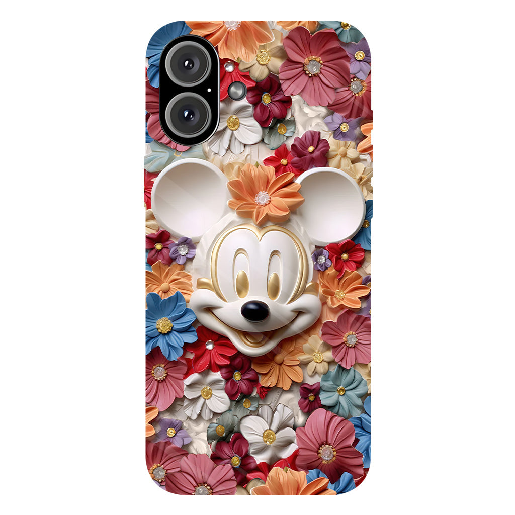 3D Effect Floral Mouse Full Print Phone Case