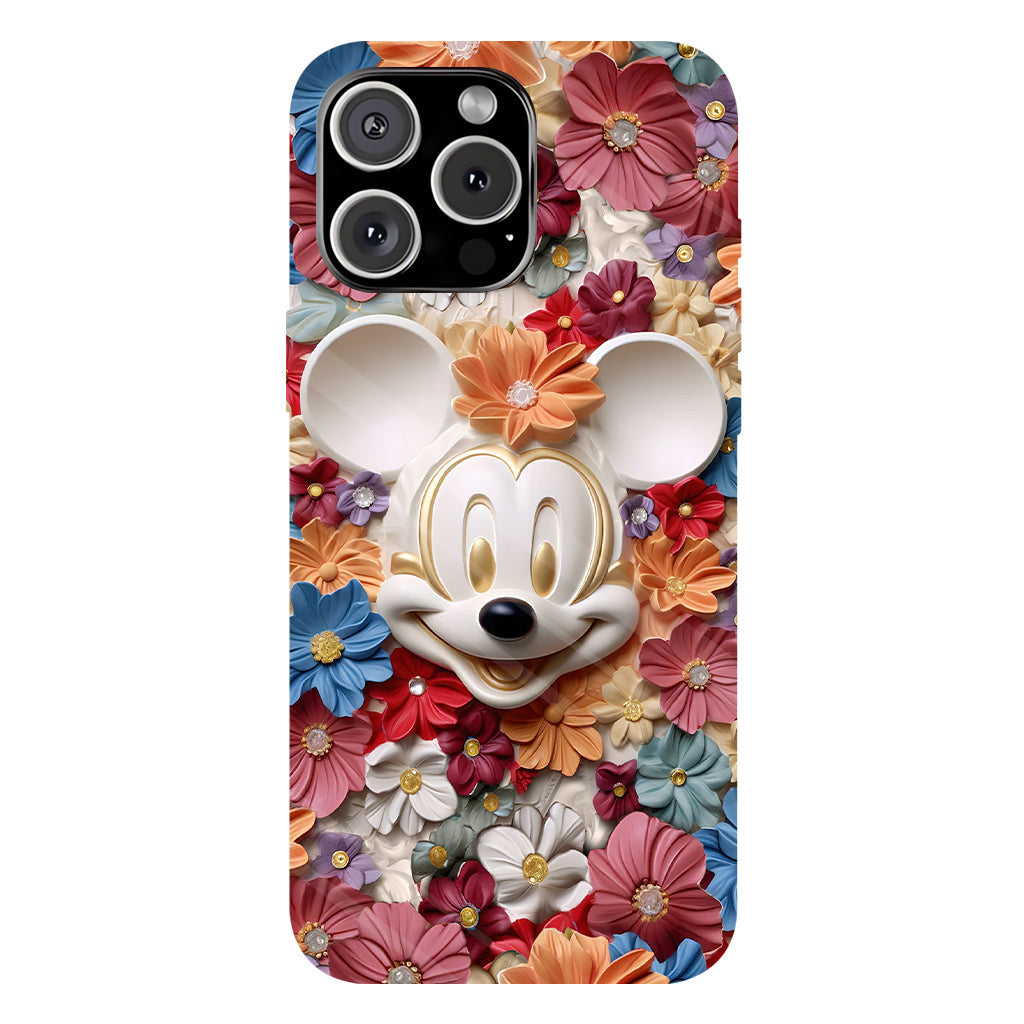 3D Effect Floral Mouse Full Print Phone Case