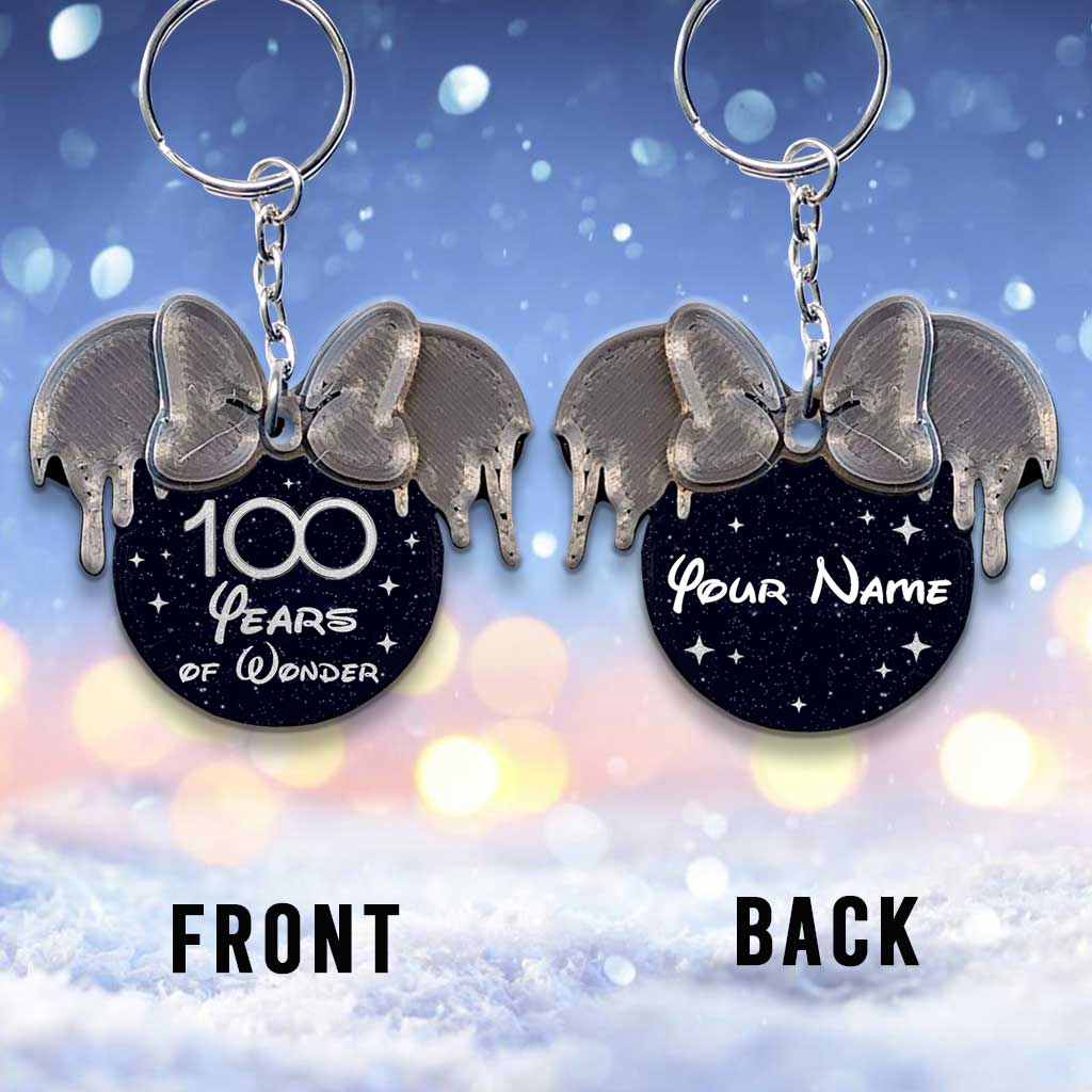 100th Magical - Personalized Mouse Keychain (Printed On Both Sides)
