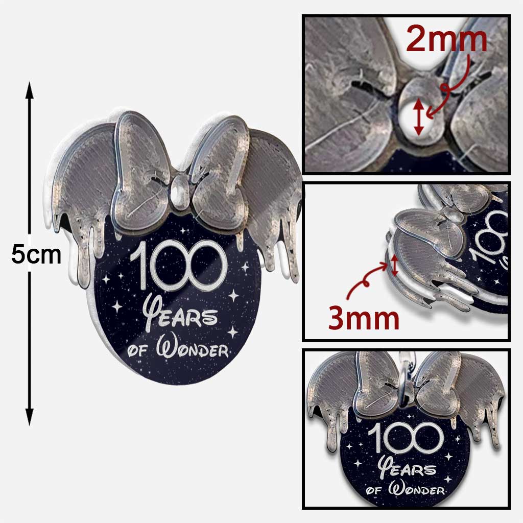100th Magical - Personalized Mouse Keychain (Printed On Both Sides)