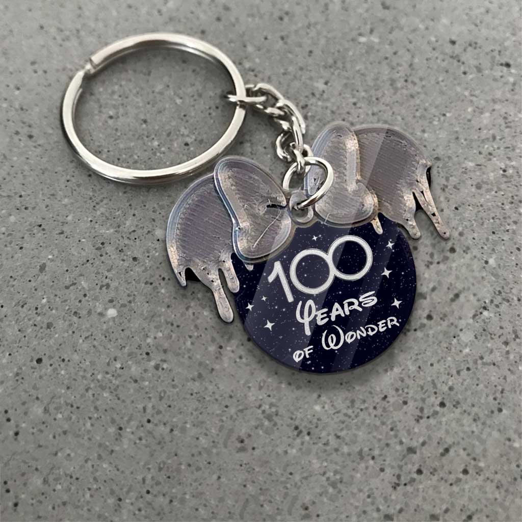 100th Magical - Personalized Mouse Keychain (Printed On Both Sides)
