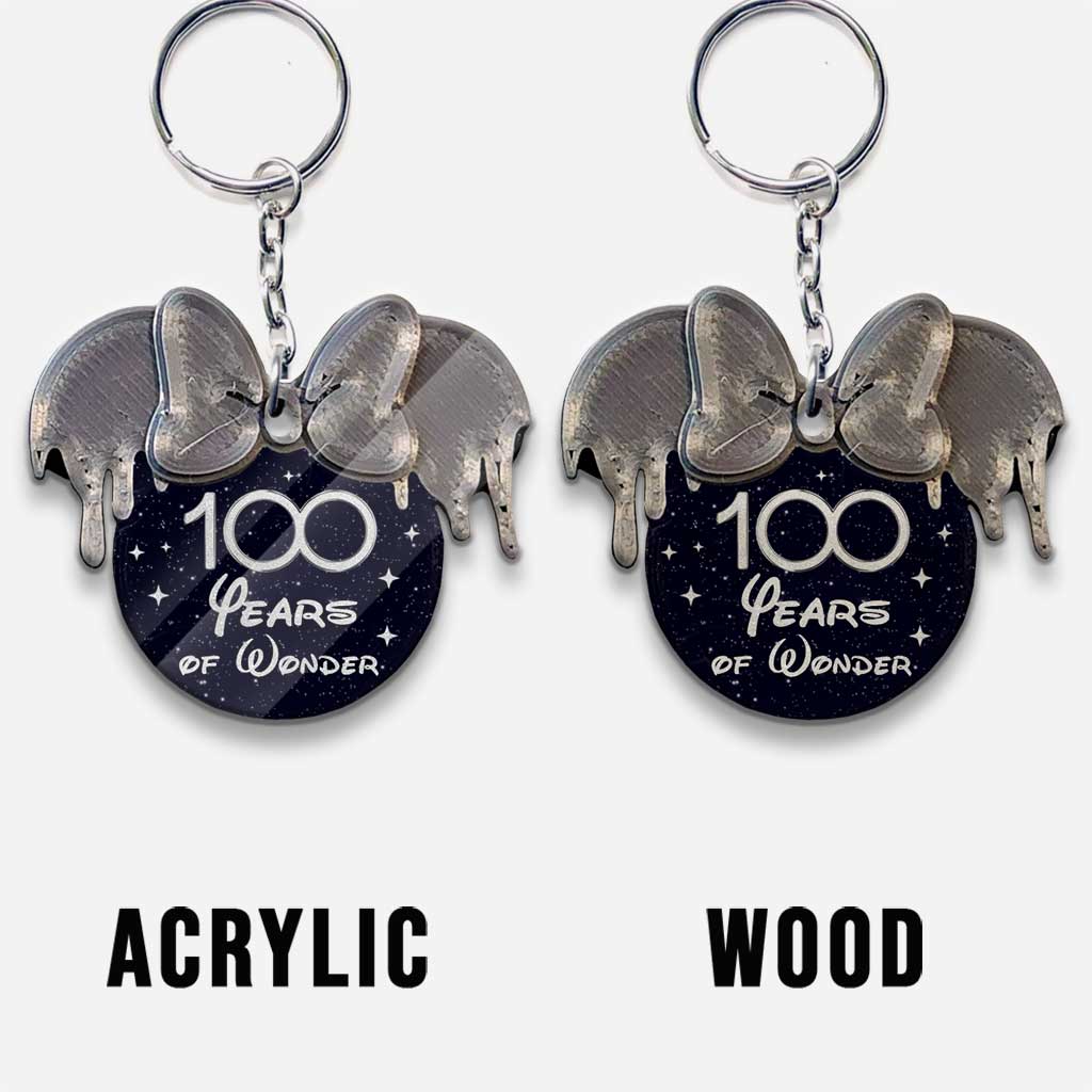 100th Magical - Personalized Mouse Keychain (Printed On Both Sides)