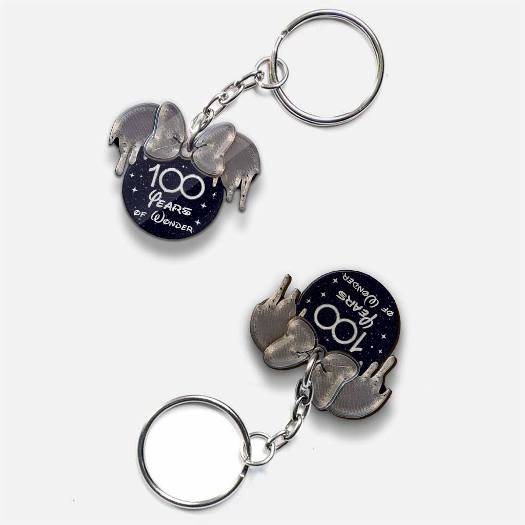 100th Magical - Personalized Mouse Keychain (Printed On Both Sides)