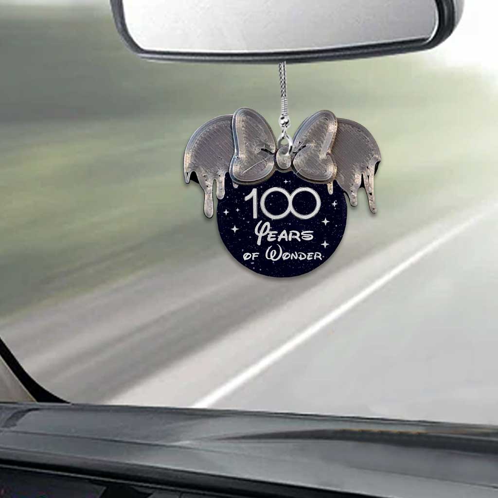 100th Magical - Personalized Mouse Car ornament (Printed On Both Sides)