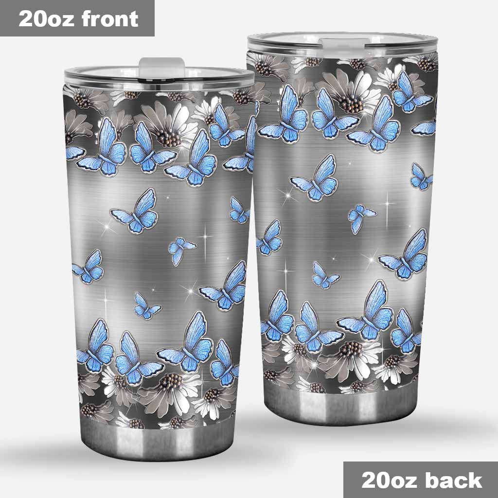 Butterfly Tumbler With Metal Pattern Print 0622