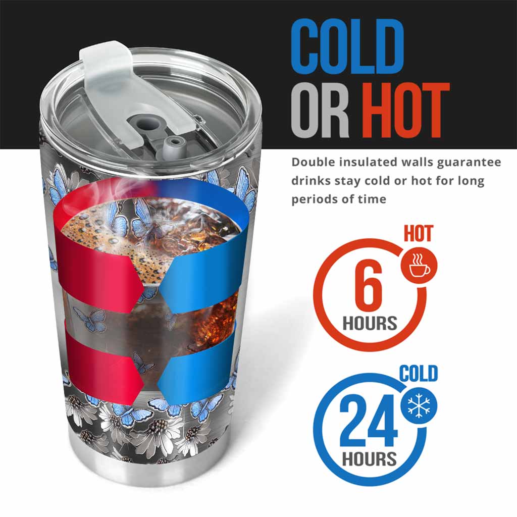 Butterfly Tumbler With Metal Pattern Print 0622