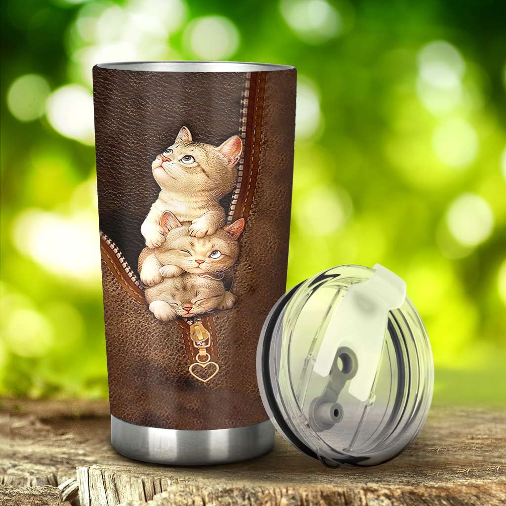 Love Cats Tumbler With Leather Pattern Print 0622