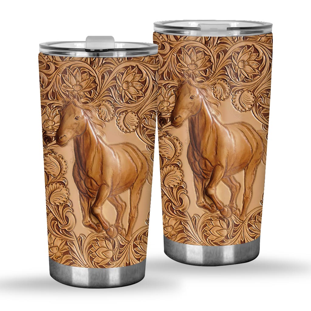 Horse Leather Pattern Print Horse Tumbler 0622