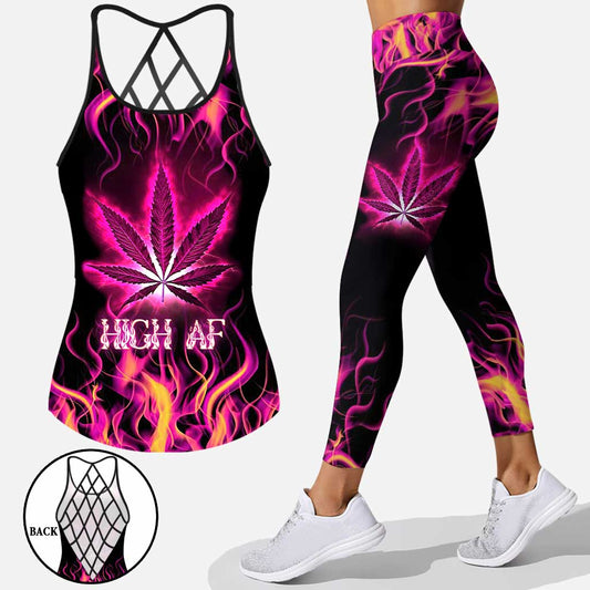 High AF - Weed Cross Tank Top and Leggings