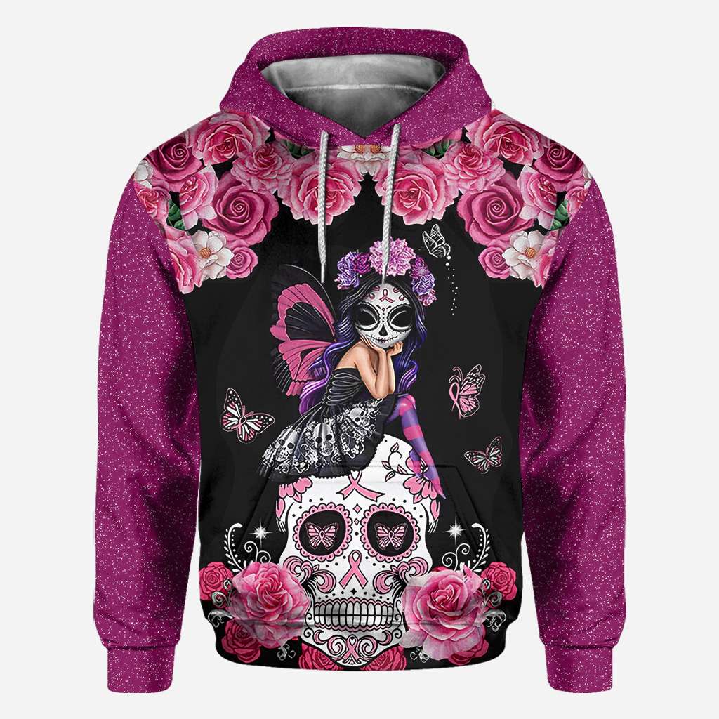 Sugar Skull Pink Ribbon - Breast Cancer Awareness All Over T-shirt and Hoodie 0822