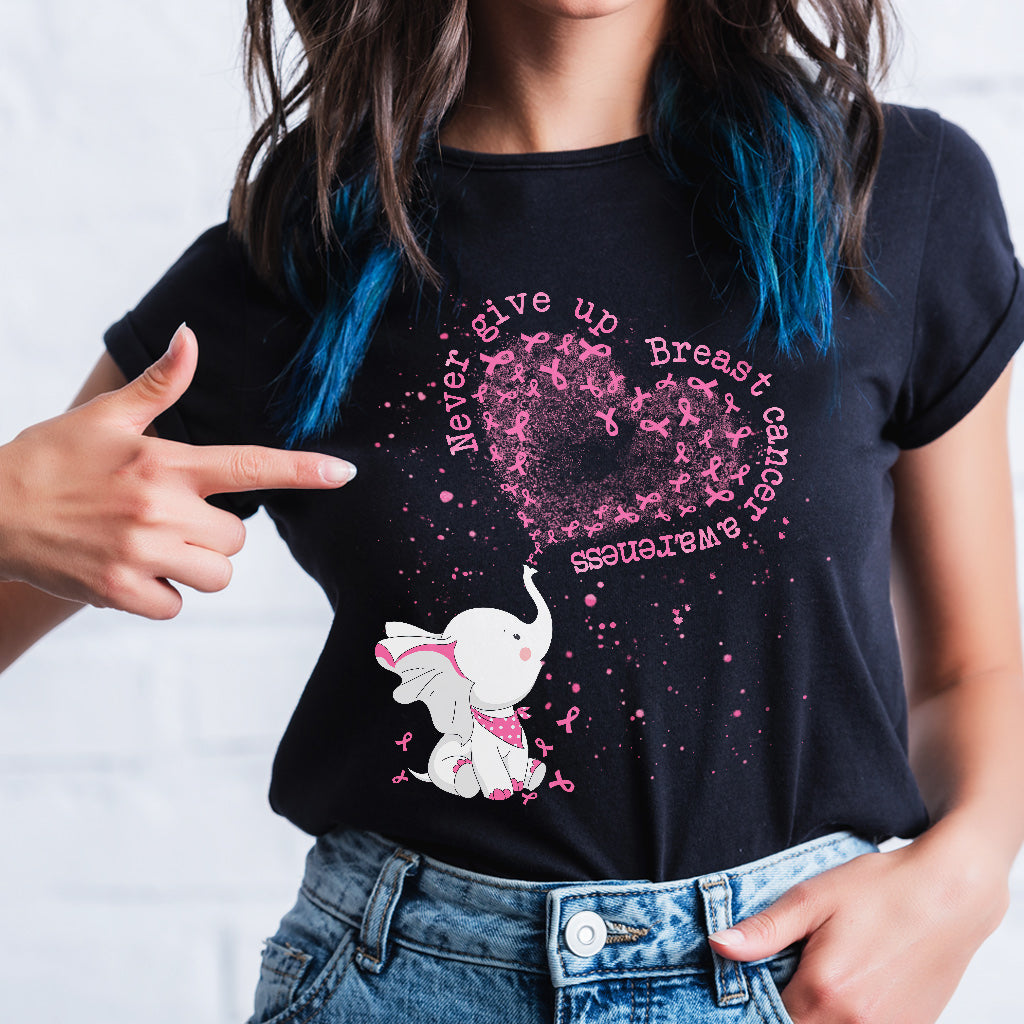 Never Give Up - Breast Cancer Awareness T-shirt and Hoodie 0822