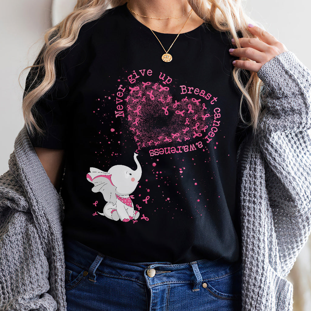 Never Give Up - Breast Cancer Awareness T-shirt and Hoodie 0822