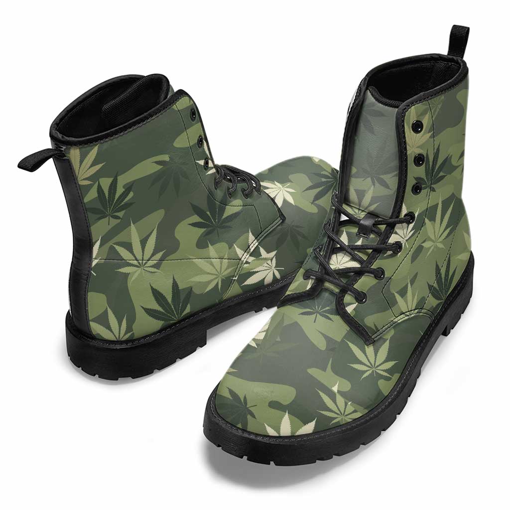 Stay High - Weed Leather Boots 0622