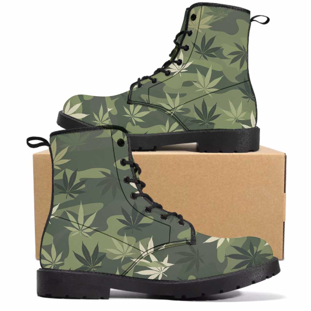 Stay High - Weed Leather Boots 0622