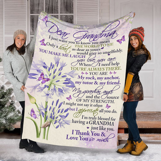 To My Grandma Purple Butterfly From Grandkids To My Grandma I Just Want You To Know Gift For Grandma - Grandma Blanket 0921