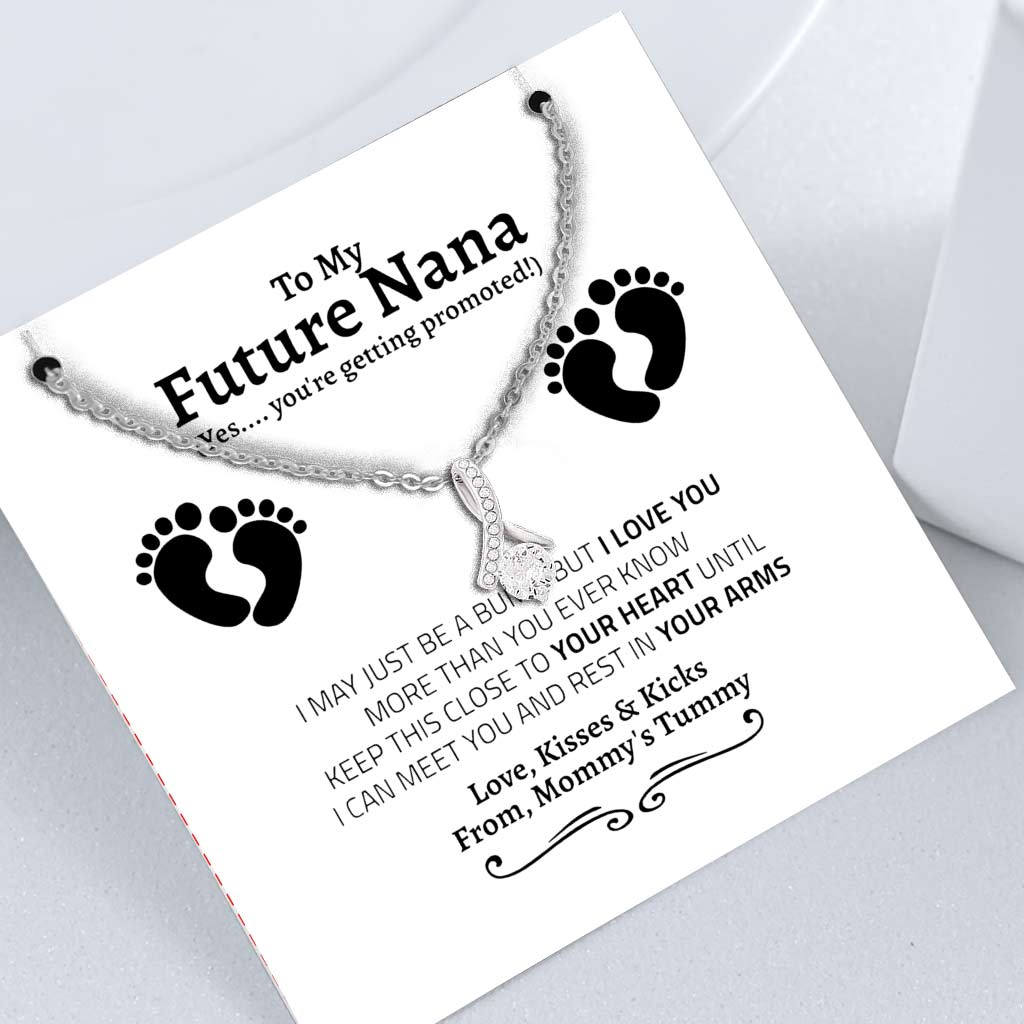 First Time New Grandma Promoted To Grandma Pregnancy Reveal Gift - Grandma Petite Ribbon Necklace 0921