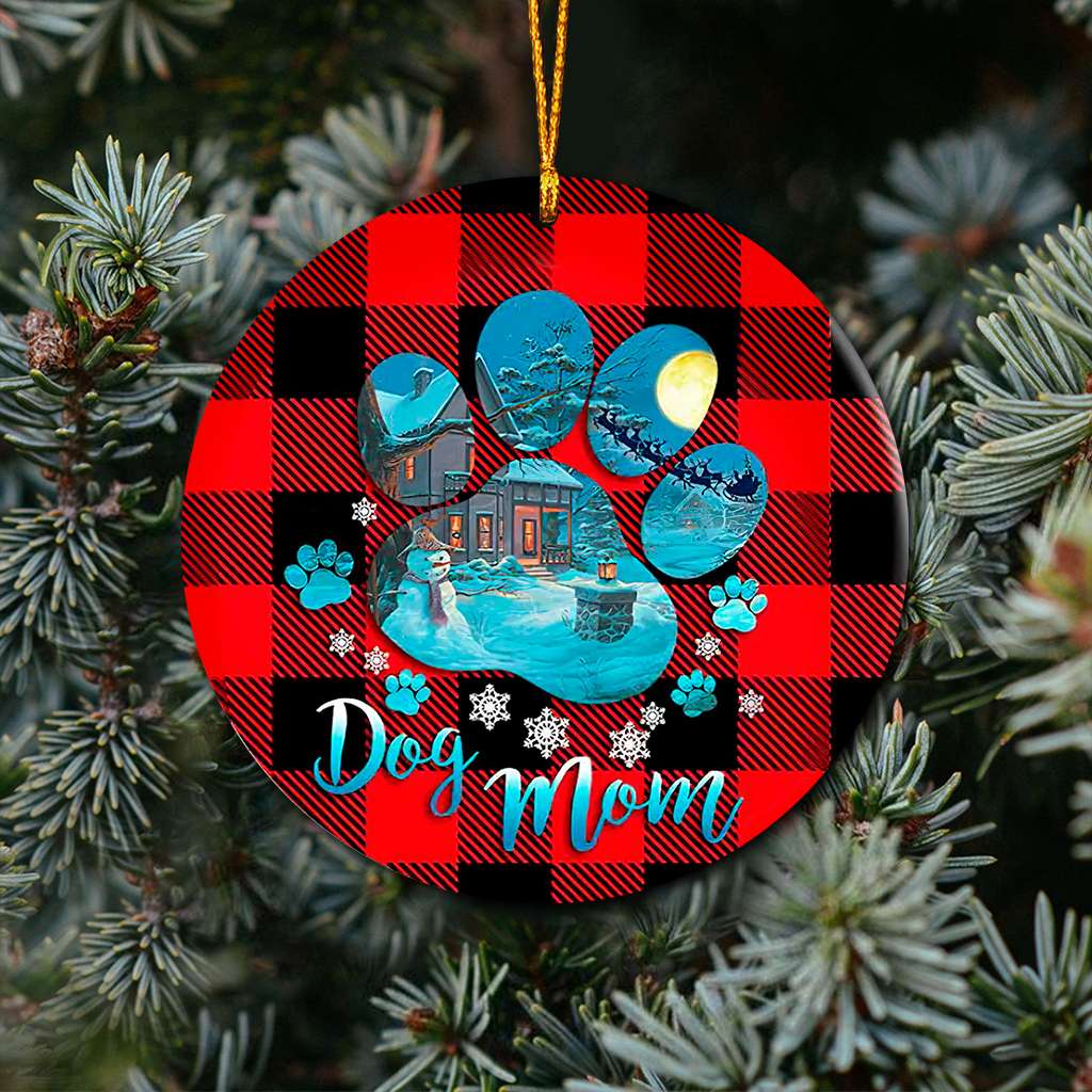 Dog Mom Dog Paw - Dog Ornament (Printed On Both Sides) 1122