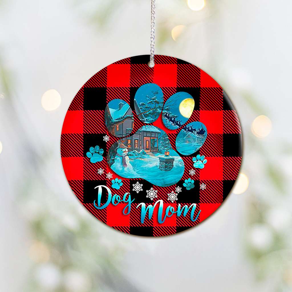 Dog Mom Dog Paw - Dog Ornament (Printed On Both Sides) 1122