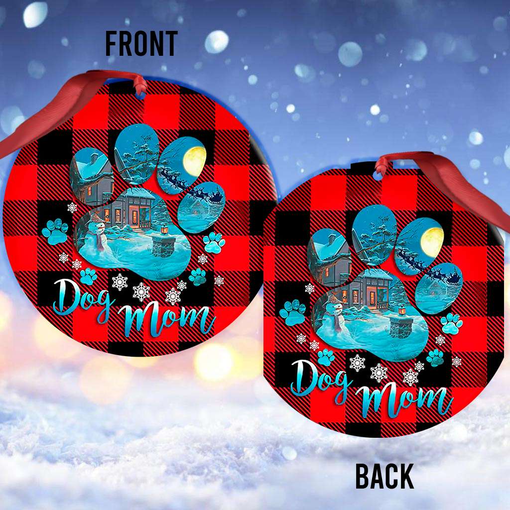 Dog Mom Dog Paw - Dog Ornament (Printed On Both Sides) 1122