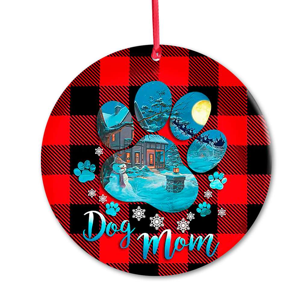 Dog Mom Dog Paw - Dog Ornament (Printed On Both Sides) 1122