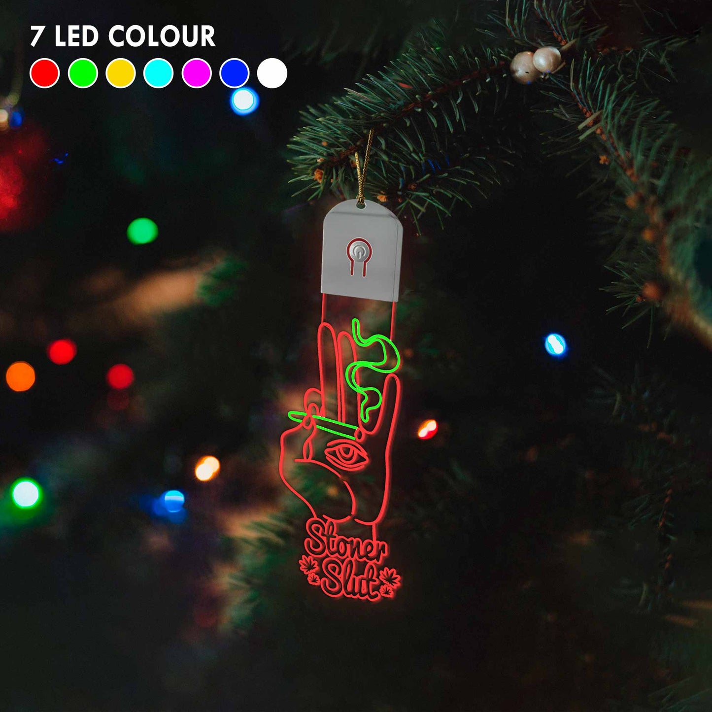 Get High Hot Pink - Christmas Weed Shaped Led Acrylic Ornament