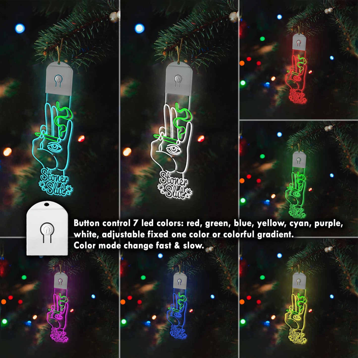 Get High Hot Pink - Christmas Weed Shaped Led Acrylic Ornament