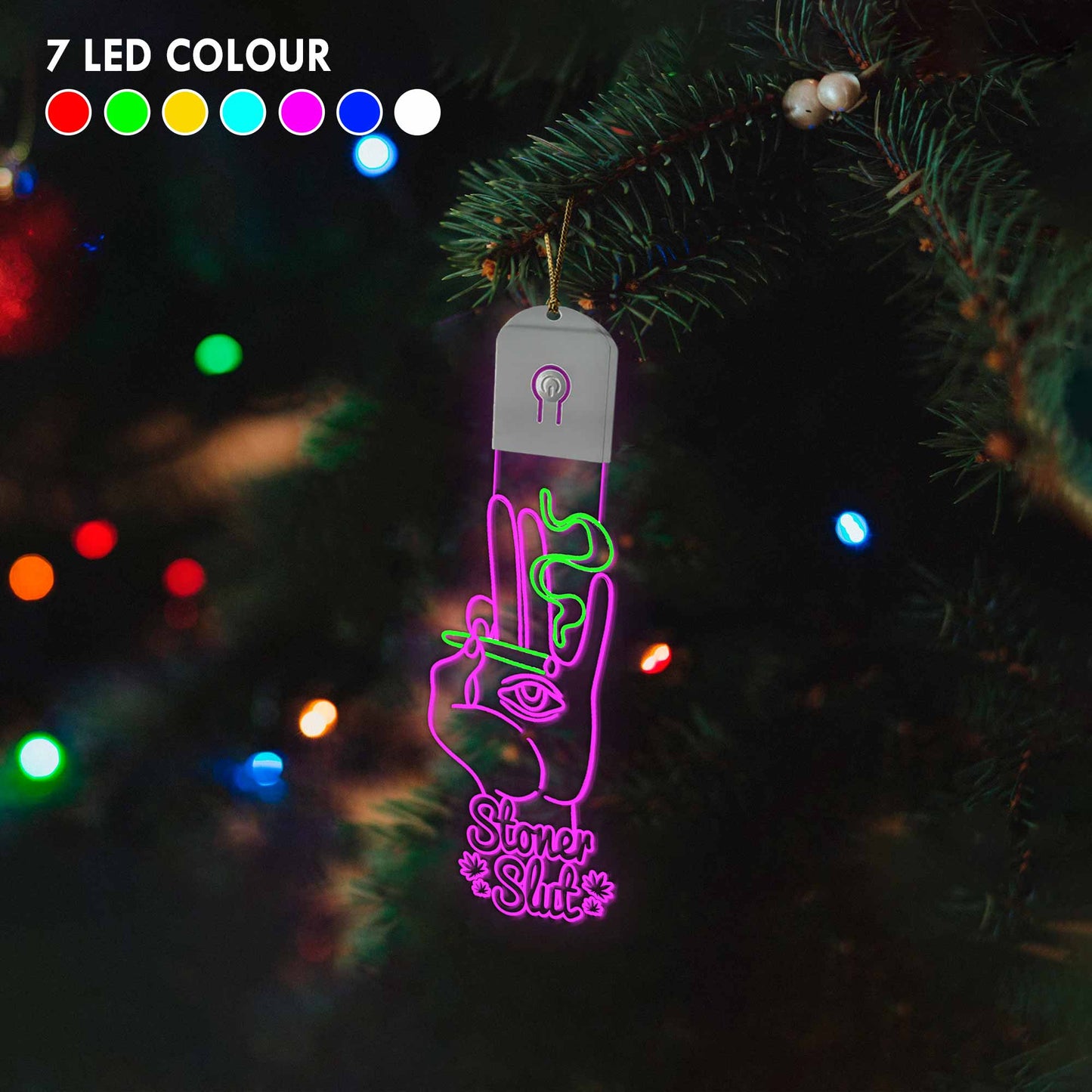 Get High Hot Pink - Christmas Weed Shaped Led Acrylic Ornament