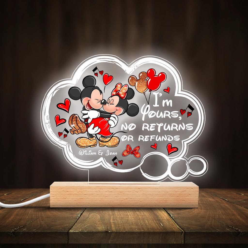 I'm Yours No Returns Or Refunds - Personalized Couple Mouse Shaped Plaque Light Base
