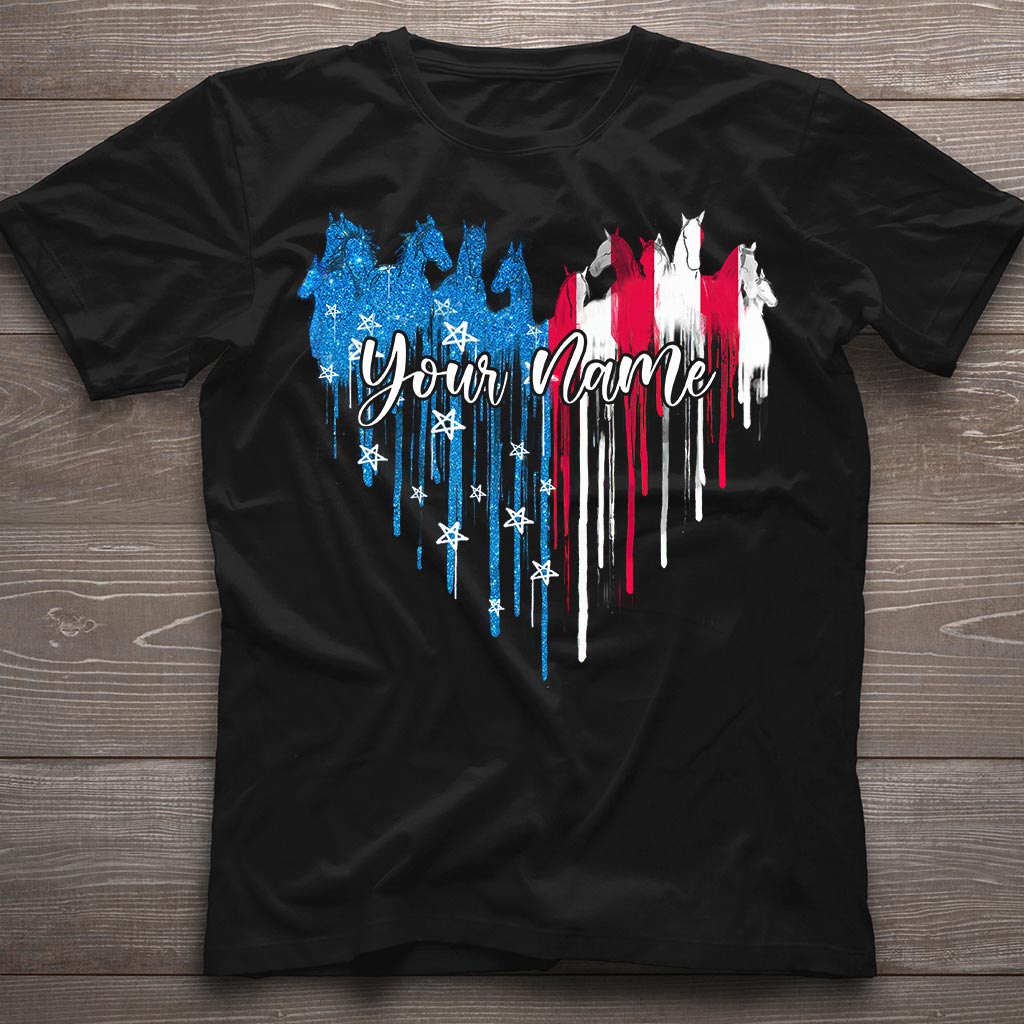 Love Horses Free Spirit - Personalized Independence Day T-shirt and Hoodie
