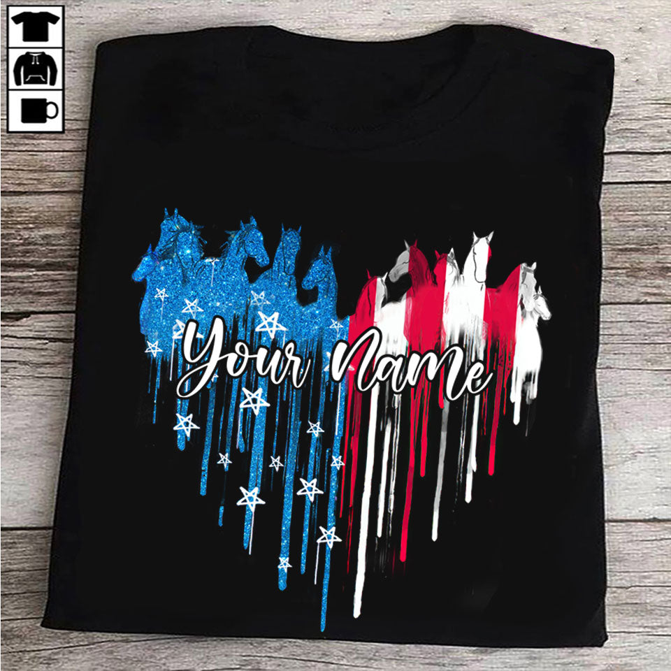 Love Horses Free Spirit - Personalized Independence Day T-shirt and Hoodie