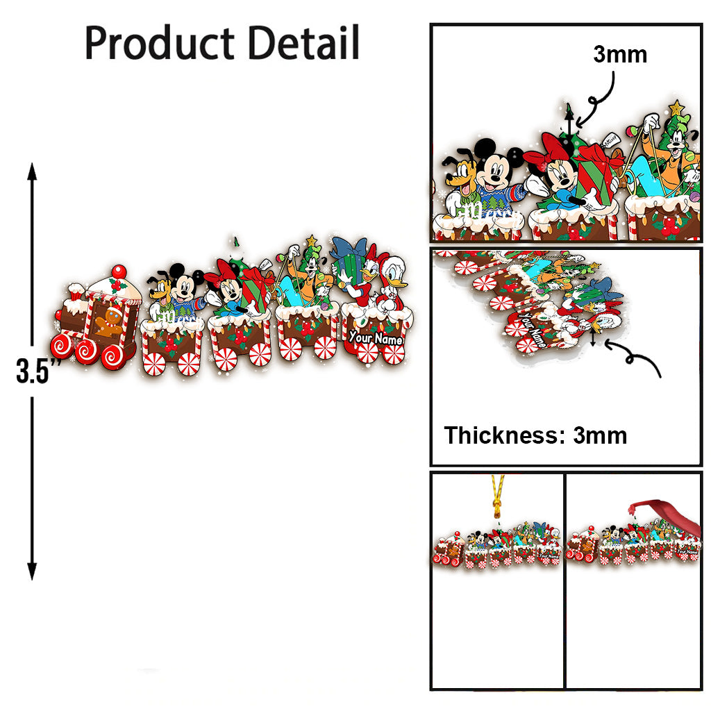 Merry Christmas Train - Personalized Christmas Mouse Transparent Ornament