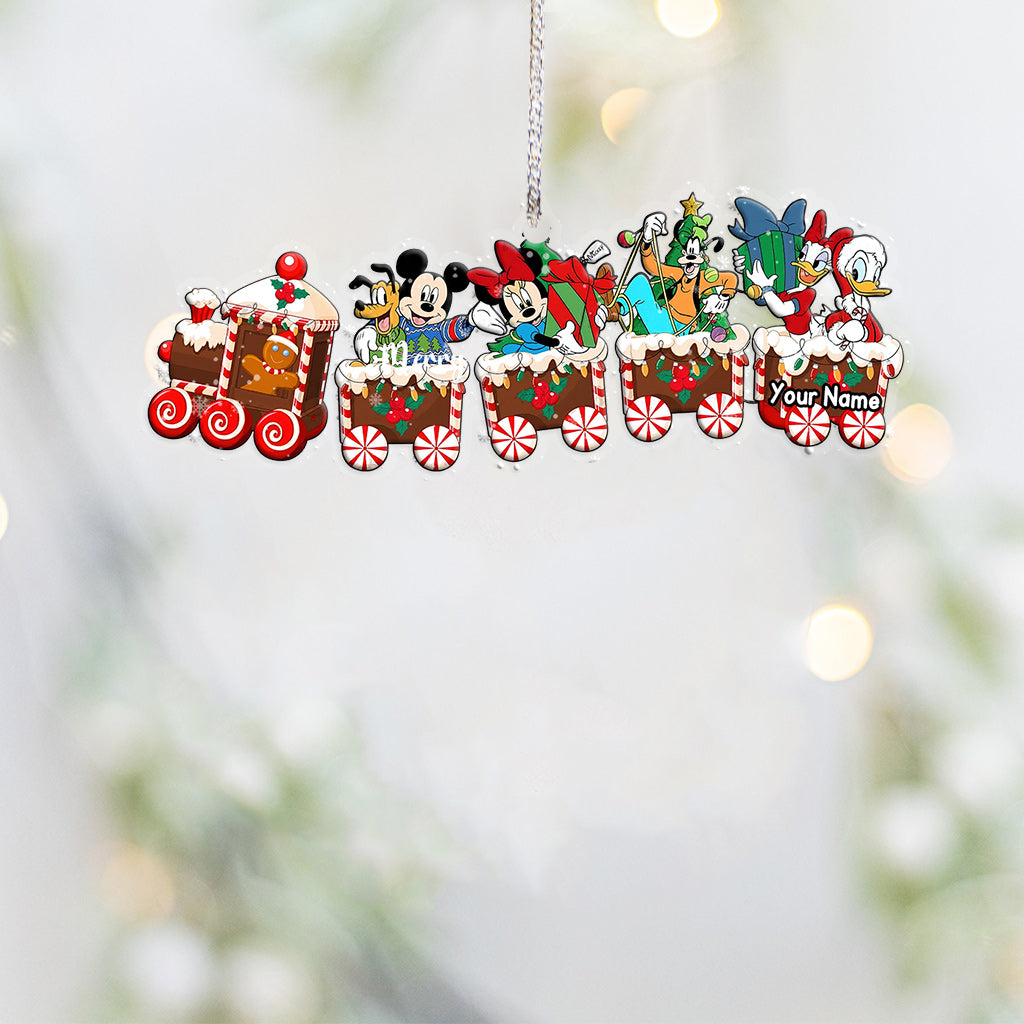 Merry Christmas Train - Personalized Christmas Mouse Transparent Ornament
