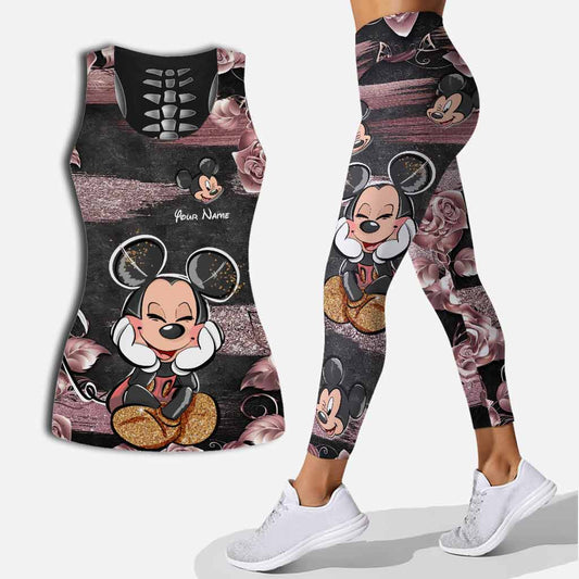 Little Pink Mouse Ears - Personalized Hollow Tank Top and Leggings