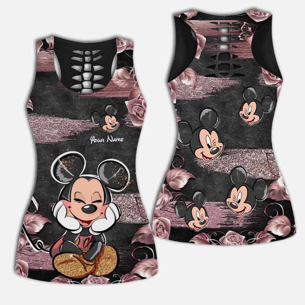 Little Pink Mouse Ears - Personalized Hollow Tank Top and Leggings