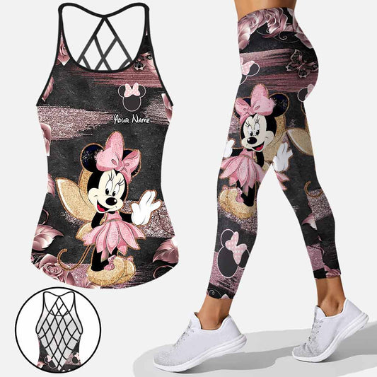 Little Pink Mouse Ears - Personalized Mouse Cross Tank Top and Leggings