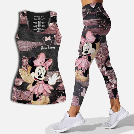 Little Pink Mouse Ears - Personalized Hollow Tank Top and Leggings