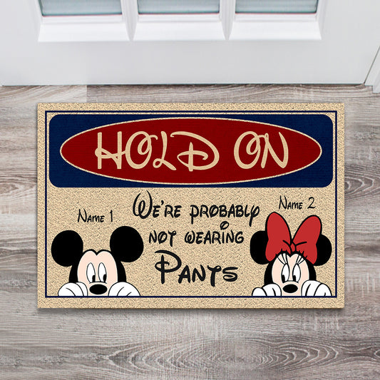 Hold On - Personalized Couple Mouse Doormat