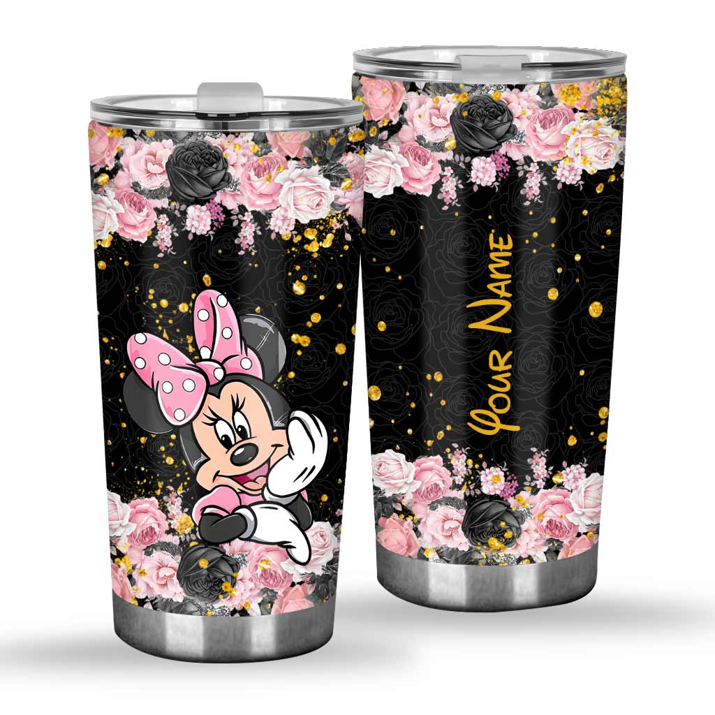 Black Pink Mouse Ears - Personalized Tumbler