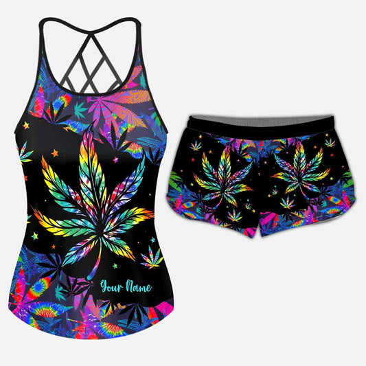 High Life - Personalized Weed Cross Tank Top and Women Shorts