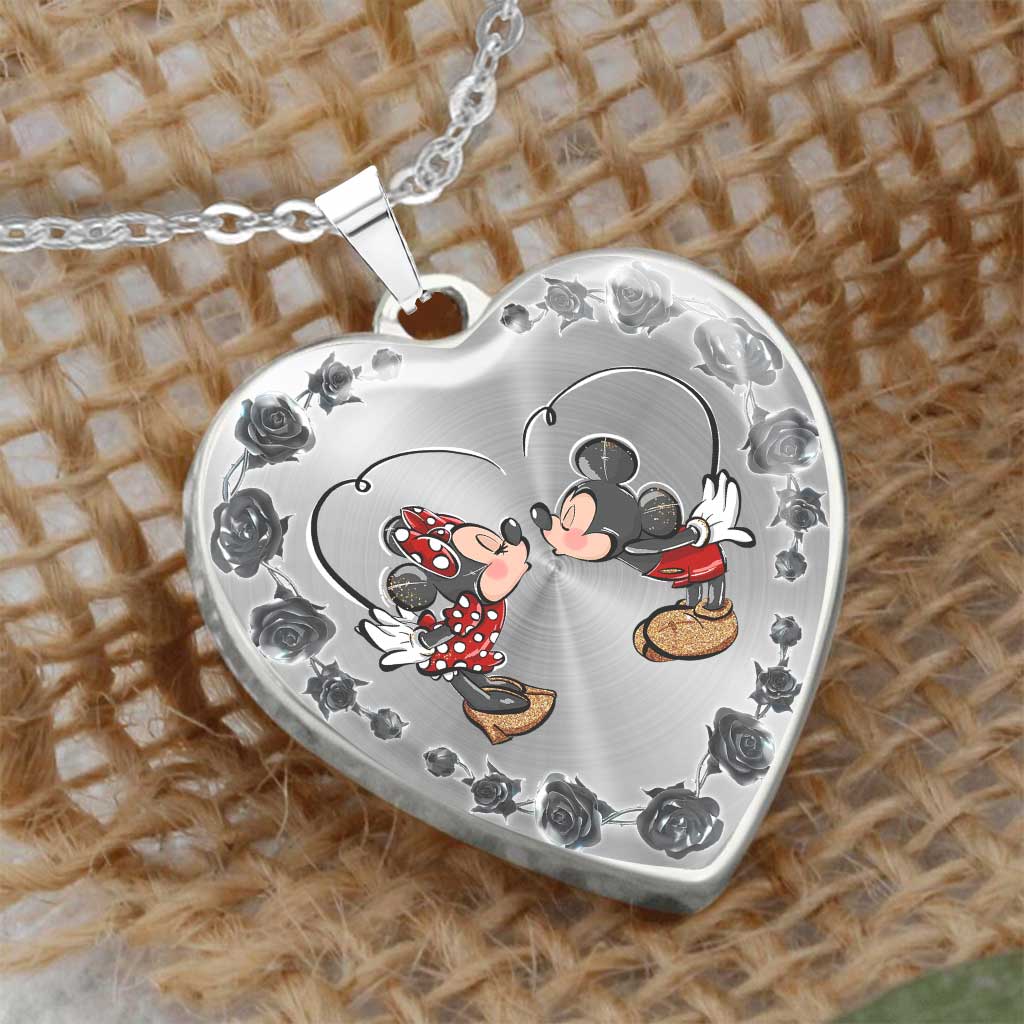 To My Wife - Personalized Couple Mouse Heart Pendant Necklace