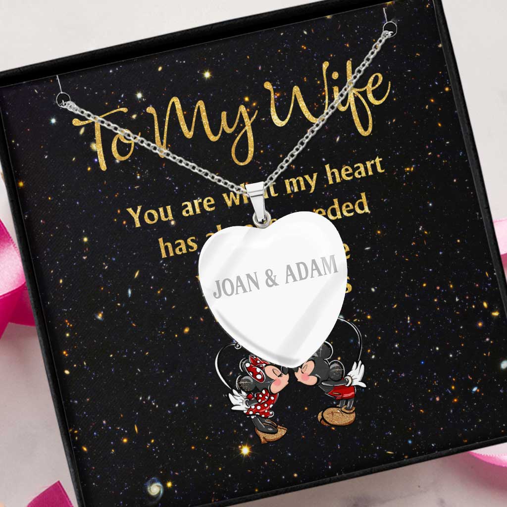 To My Wife - Personalized Couple Mouse Heart Pendant Necklace
