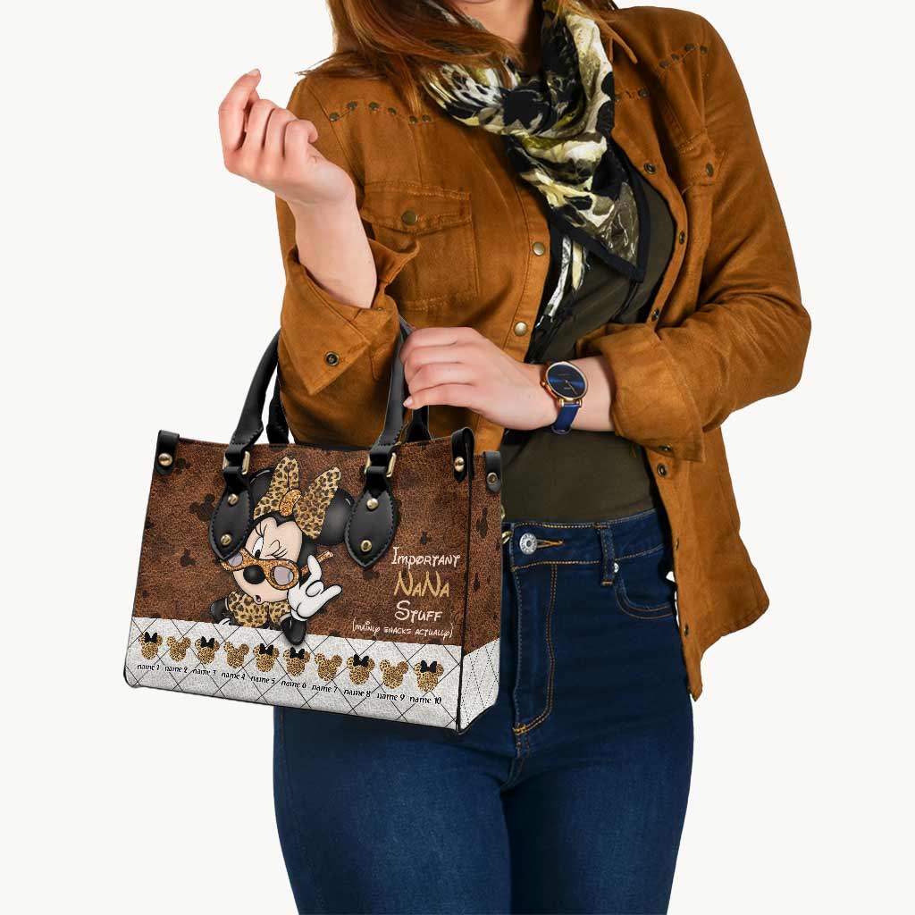 Important Nana Stuff - Personalized Grandma Leather Handbag