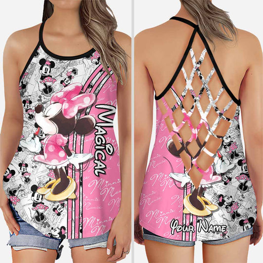 Cute Pink Mouse Ears - Personalized Cross Tank Top