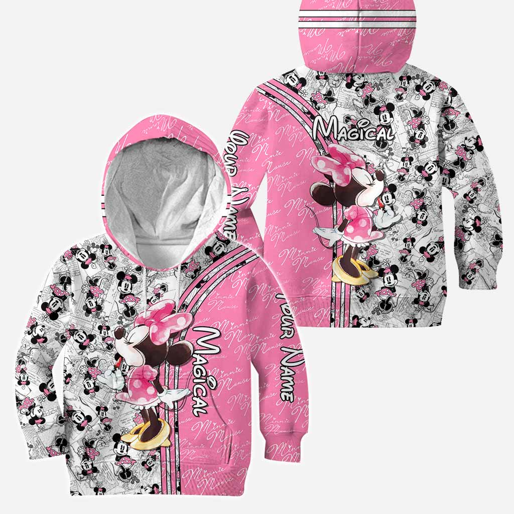 Cute Pink Mouse Ears - Personalized Mouse Hoodie and Leggings