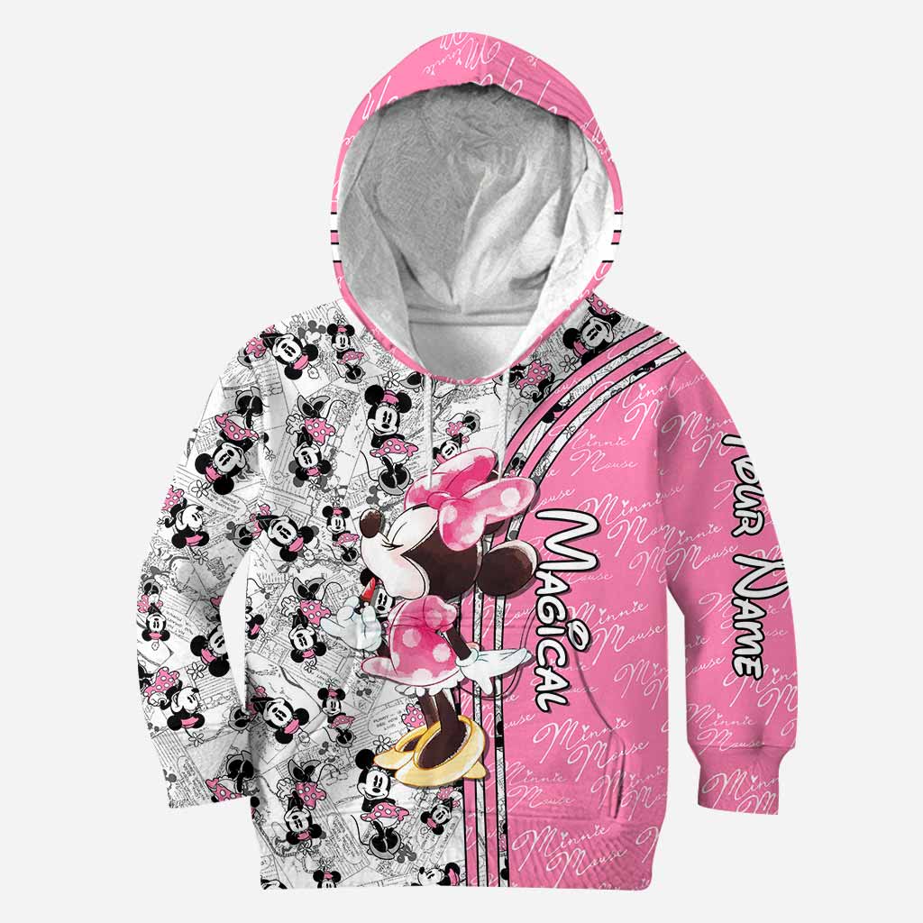 Cute Pink Mouse Ears - Personalized Mouse Hoodie and Leggings